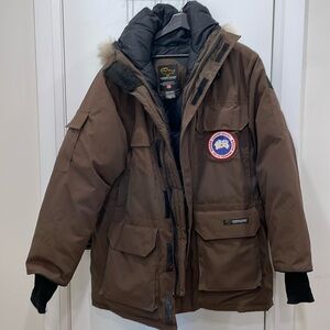 Canada Goose Brown Expedition Parka with Fur Trim